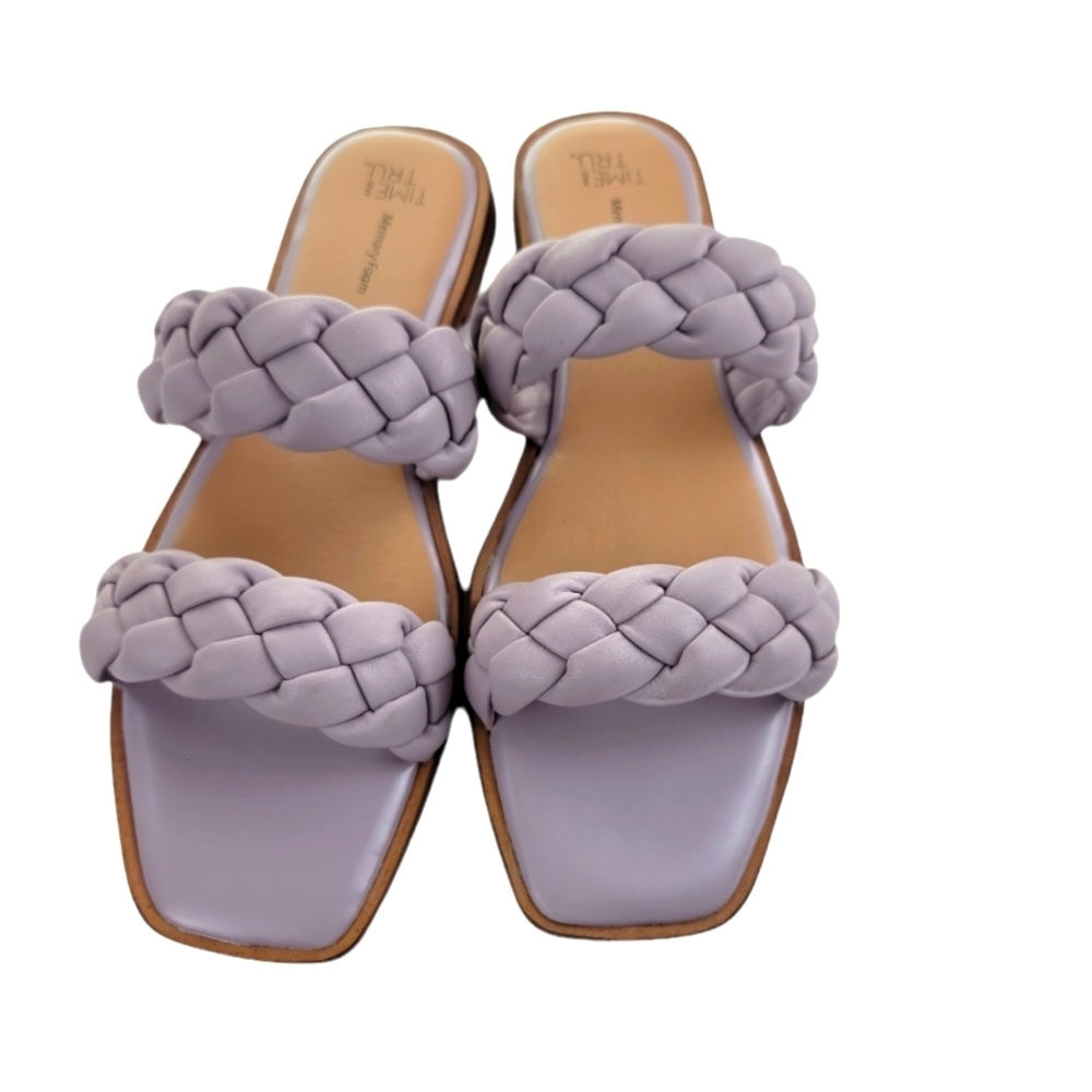 Time and Tru Purpke Braided 2‎ Band Sandals